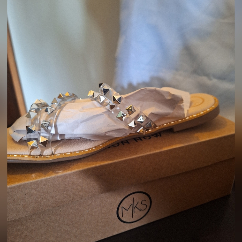 NWT Maker's clear and silver flat sandals size 10 - Picture 3 of 4